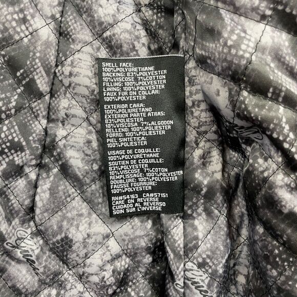 Guess Black XS Polyurethane Insulated Coat Belted Pockets Faux Fur‎ Collar WARM - Picture 7 of 8